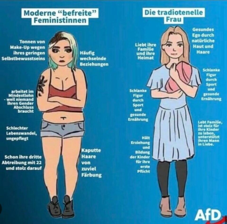 Den tyske varianten ble lagt ut i 2019 av Sachsen AfD. Den ble senere ble fjernet fra AfDs sider, men verserer flere steder på sosiale medier. AfD