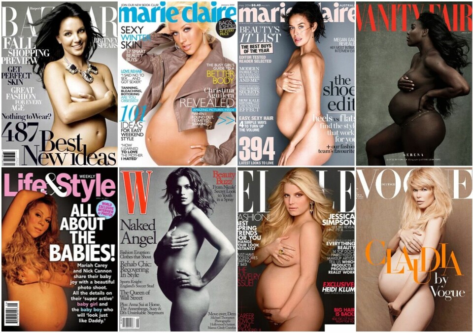 Skuespiller Demi Moore skapte en trend da hun i 1991 poserte naken og høygravid på forsida av Vanity Fair. Nå har babymagen blitt den nye designerveska, noe vakkert kjendisene kan bygge merkevaren sin med.