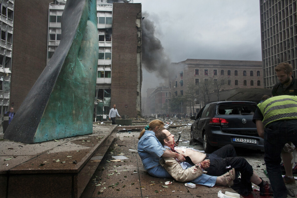 Terrordøgnet som endret Norge Regjeringskvartalet minutter etter at bomben gikk av 22 juli 2011.