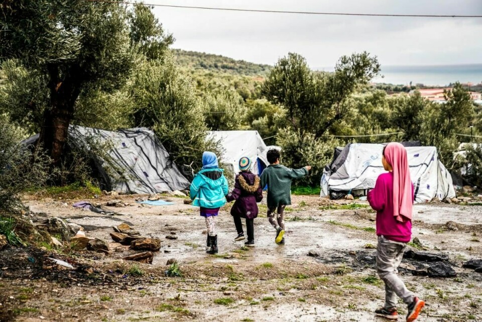 Barn i flyktningleiren i Moria på Lesvos, Hellas.