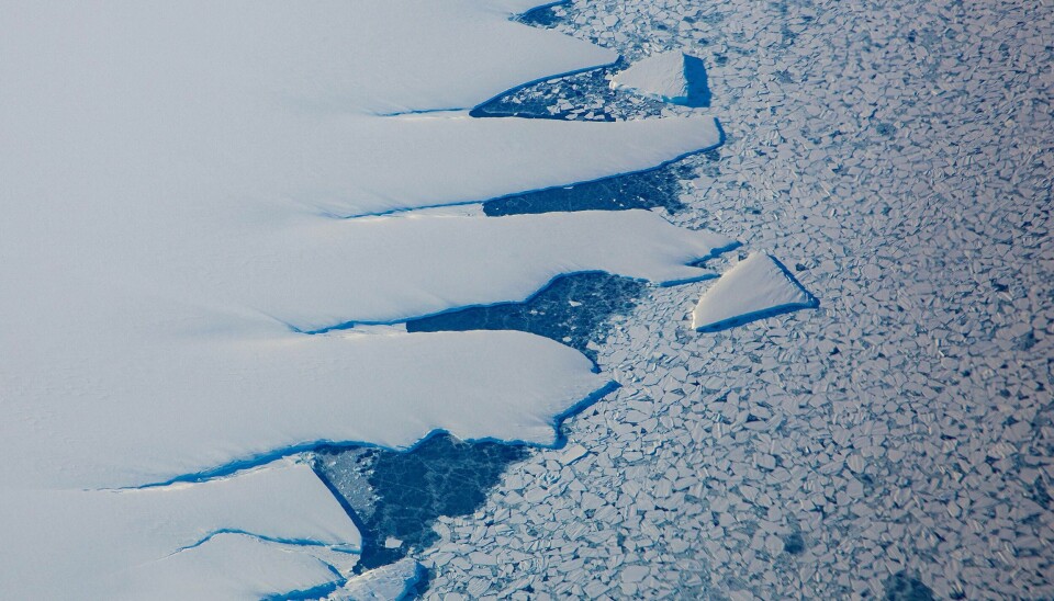 Troll, Antarktis 20150210.
Iskanten som markerer starten på det enorme området som er dekket av is i Antarktis. På det tykkeste er isen over 2000 meter.
Foto: Tore Meek / NTB scanpix