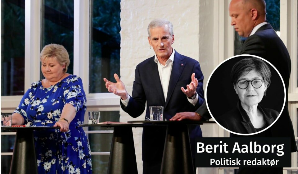 FØRSTE STATSMINISTER-DUELL: Jonas Gahr Støre var i toppform under kveldens duell, men også Erna Solberg og Trygve Slagsvold Vedum var gode. FØRSTE STATSMINISTER-DUELL: Jonas Gahr Støre var i toppform under kveldens duell, men også Erna Solberg og Trygve Slagsvold Vedum var gode.