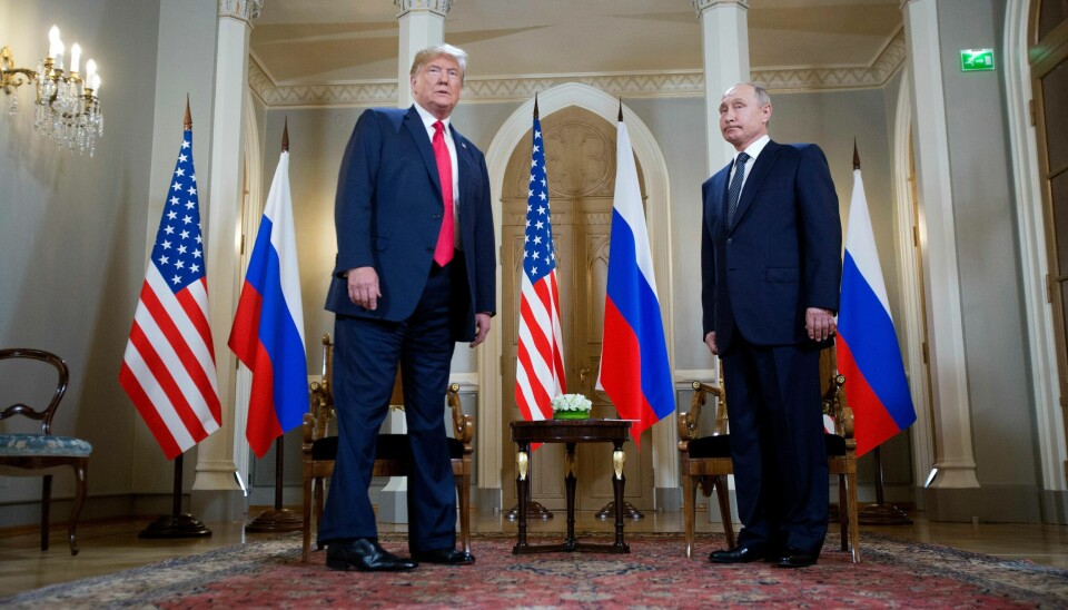 Den amerikanske presidenten, Donald Trump, og den russiske presidenten, Vladimir Putin, på et møte i Finland i juli 2018.