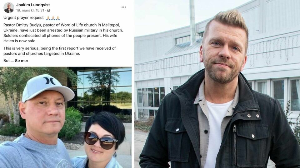 BER OM BØNN: Livets ords tidligere hovedpastor, Joakim Lundqvist, opplyser om den ukrainske pastorens situasjon på Facebook – og oppfordrer til å be for hans trygghet. Joakim Lundqvist om Livets ord-pastor i Ukraina