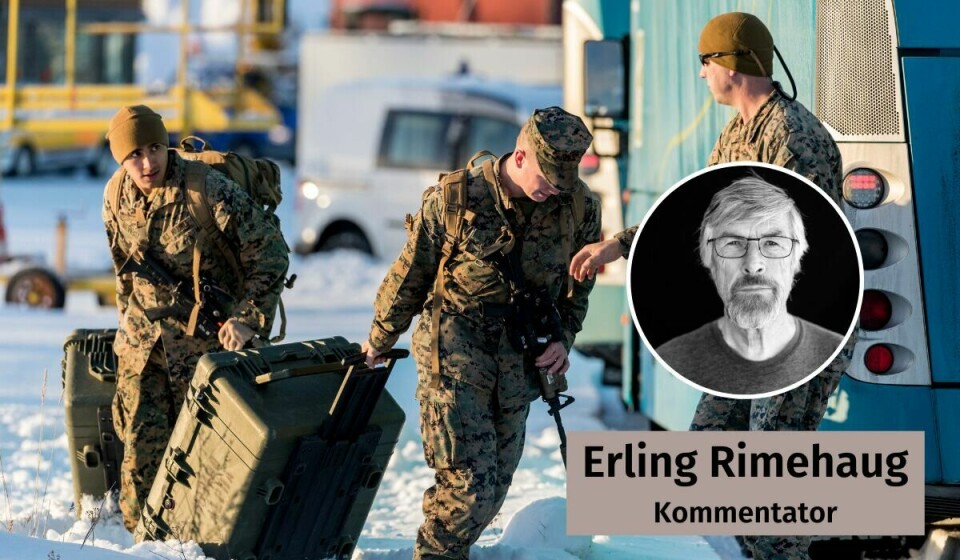 AMERIKANSK NÆRVÆR: Amerikanske marinesoldater ankommer Værnes. Amerikanske styrker er nå kontinuerlig stasjonert i Norge. tekst