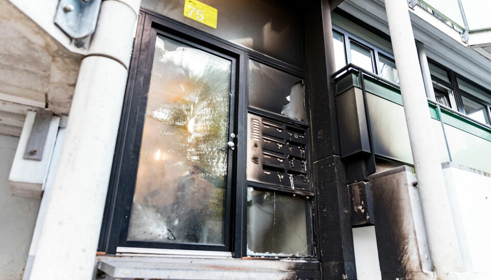 Politiet er til stede ved Rymarksvej med kriminalteknikere mandag morgen. Foto: Steven Knap / Ritzau Scanpix / NTB Politiet er til stede ved Rymarksvej med kriminalteknikere mandag morgen. Foto: Steven Knap / Ritzau Scanpix / NTB