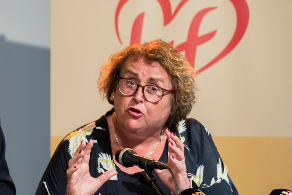Fungerende leder i KrF Olaug Bollestad innledet pressekonferansen før partiets landsmøte i Stavanger.