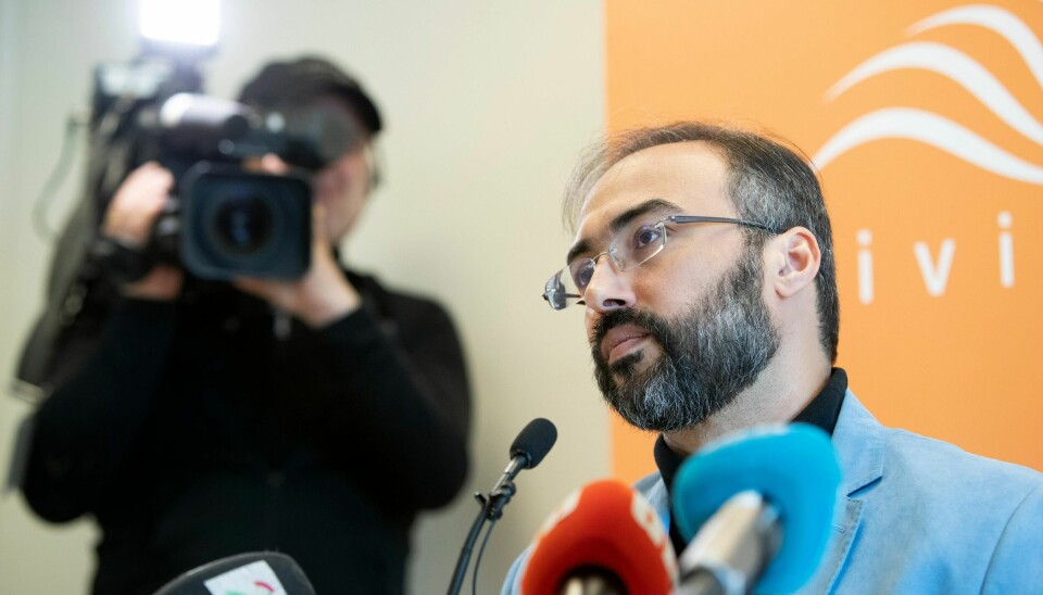 Oslo 20190513.Menneskerettighetsaktivist Iyad al-Baghdadi holder pressekonferanse om trusler mot seg. Han legger også frem informasjon som ikke tidligere er kjent. Pressekonferansen er i regi av Civita. Foto: Ryan Kelly / NTB scanpix