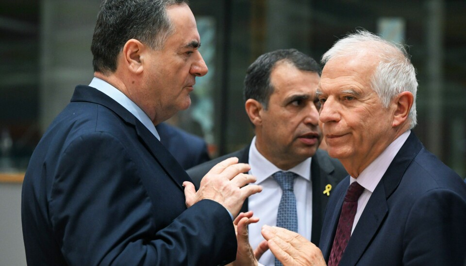 ANKLAGER: Israels utenriksminister Israel Katz (t.v.) anklager EUs utenrikssjef Josep Borrell (t.h.) for å være antisemitt og Israel-hater. Dette bildet er fra et møte i Brussel i januar i år. Foto: AP / NTB Israels utenriksminister Israel Katz (t.v.) anklager EUs utenrikssjef Josep Borrell (t.h.) for å være antisemitt og Israel-hater. Dette bildet er fra et møte i Brussel i januar i år. Foto: AP / NTB