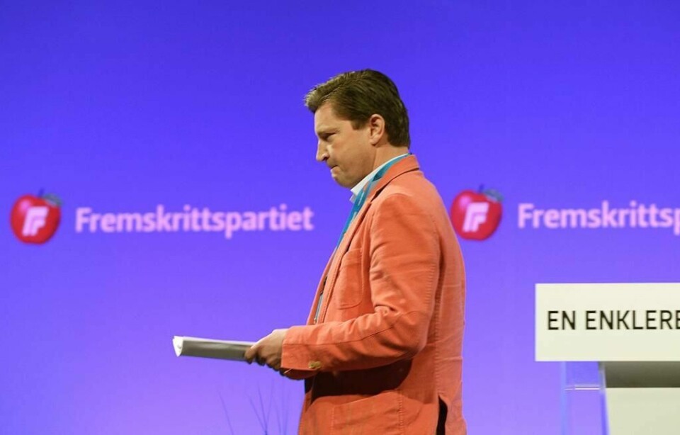 Forsvarstalsmann Christian Tybring-Gjedde (her avbildet under forrige landsmøte) ramset opp milliarder han ville gi til forsvaret. Grasrota på Frp-landsmøtet taler frem et forsvarsopprør mot regjeringen.