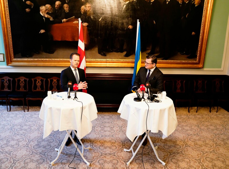 MØTE: Danmarks utenriksminister Jeppe Kofod holdt pressemøte sammen med sin ukrainske kollega Dmytro Kuleba torsdag. Danmarks utenriksminister Jeppe Kofod holdt pressemøte sammen med sin ukrainske kollega Dmytro Kuleba torsdag. Foto: Mads Claus Rasmussen/Ritzau Scanpix via AP / NTB