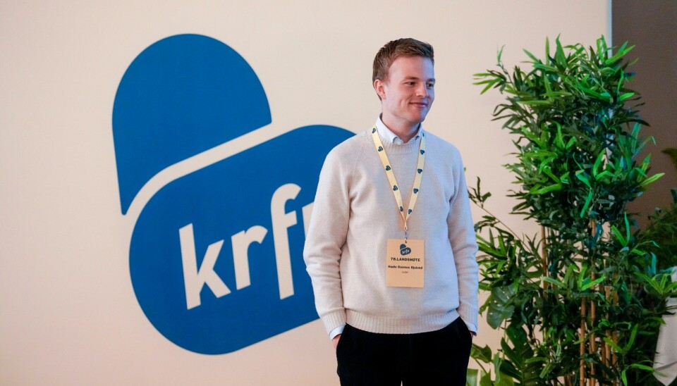 LEDER: Hadle Rasmus Bjuland ble gjenvalgt som leder på KrFUs landsmøte på Thon Hotell Vettre i Asker lørdag. Hadle Rasmus Bjuland ble gjenvalgt som leder på KrFUs landsmøte på Thon Hotell Vettre i Asker lørdag.Foto: Thomas Fure / NTB