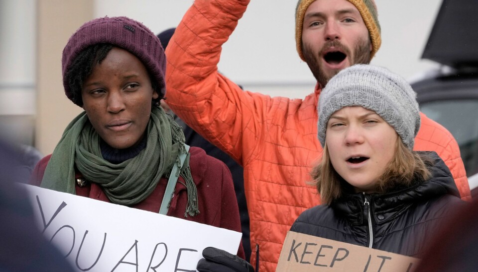 Vanessa Nakate (t.v.) og Greta Thunberg er nominert av Lan Marie Berg til Nobels fredspris for sitt arbeid i klimakampen. Her fra Davos tidligere i januar. Vanessa Nakate (t.v.) og Greta Thunberg er nominert av Lan Marie Berg til Nobels fredspris for sitt arbeid i klimakampen. Her fra Davos tidligere i januar. Foto: Markus Schreiber / AP / NTB
