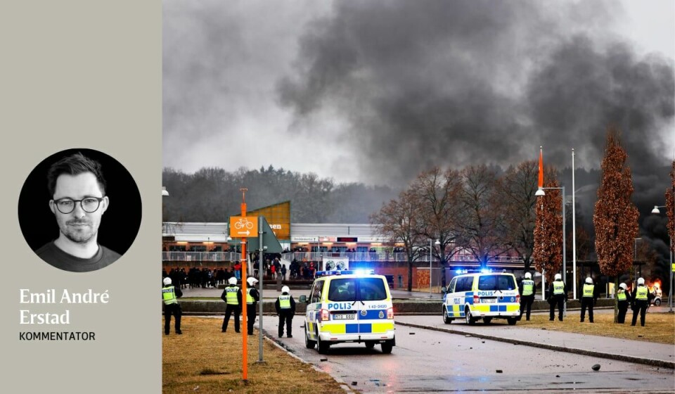 VALD: Opptøyane i svenske byar etter Koran-brenninga til den danske provokatøren, handlar meir om mislukka bustadpolitikk enn religion, skriv kommentator Emil André Erstad. VALD: Opptøyane i svenske byar etter Koran-brenninga til den danske provokatøren, handlar meir om mislukka bustadpolitikk enn religion, skriv kommentator Emil André Erstad.