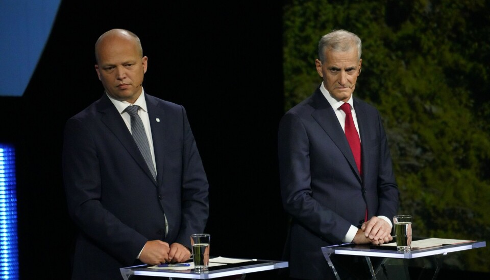 Finansminister Trygve Slagsvold Vedum (Sp) og Jonas Gahr Støre (Ap) på partilederdebatt i Arendal tidligere i august. Onsdag møtes de til budsjettkonferanse. Foto: Ole Berg-Rusten / NTB Finansminister Trygve Slagsvold Vedum (Sp) og Jonas Gahr Støre (Ap) på partilederdebatt i Arendal tidligere i august. Onsdag møtes de til budsjettkonferanse. Foto: Ole Berg-Rusten / NTB