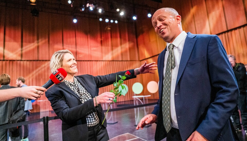 DEBATT: Det var ikke like god stemning mellom Frp-leder Sylvi Listhaug og Sp-leder Trygve Slagsvold Vedum i debatt om strømprisene torsdag. Sylvi Listhaug (Frp) og Trygve Slagsvold Vedum (Sp) etter partilederdebatten i Bodø. Frp var andrevalget for hele 20 prosent av Sp-velgerne. Foto: Håkon Mosvold Larsen / NTB