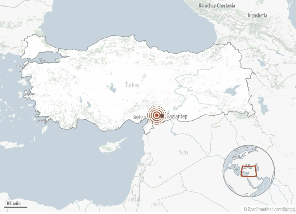 Et kraftig jordskjelv rammet det sørlige Tyrkia mandag. Skjelvet kunne kjennes godt også i Syria, Libanon og Kypros. Foto: AP Graphics / NTB Et kraftig jordskjelv rammet det sørlige Tyrkia mandag. Skjelvet kunne kjennes godt også i Syria, Libanon og Kypros. Foto: AP Graphics / NTB