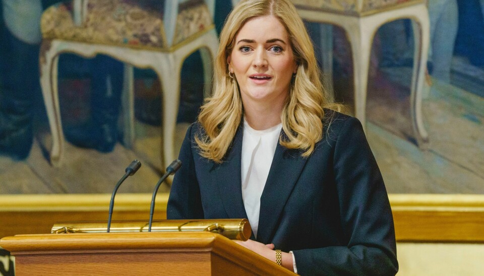 KOM TIL STORTINGET: Justis- og beredskapsminister Emilie Mehl (Sp) redegjør tirsdag om flyktningssituasjonen i Ukraina for Stortinget. stortinget