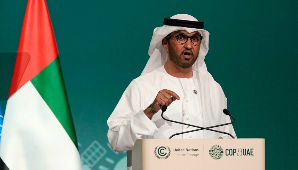 Møteleder Sultan Al Jaber under åpningen av klimatoppmøtet i Dubai torsdag. Foto: Peter Dejong / AP / NTB Møteleder Sultan Al Jaber under åpningen av klimatoppmøtet i Dubai torsdag. Foto: Peter Dejong / AP / NTB