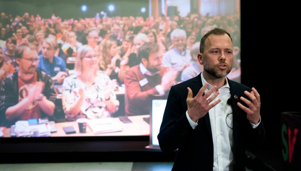 Partileder Audun Lysbakken under SVs digitale landsmøtet denne helgen. Partiet vedtok her selvbestemt abort helt til uke 22. Partileder Audun Lysbakken under SVs digitale landsmøtet denne helgen. Partiet vedtok her selvbestemt abort helt til uke 22.