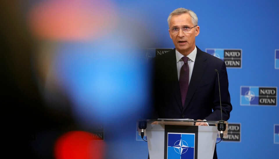 Natos generalsekretær Jens Stoltenberg på onsdagens pressekonferanse. Olivier Matthys / AP / NTB Natos generalsekretær Jens Stoltenberg på onsdagens pressekonferanse. Olivier Matthys / AP / NTB