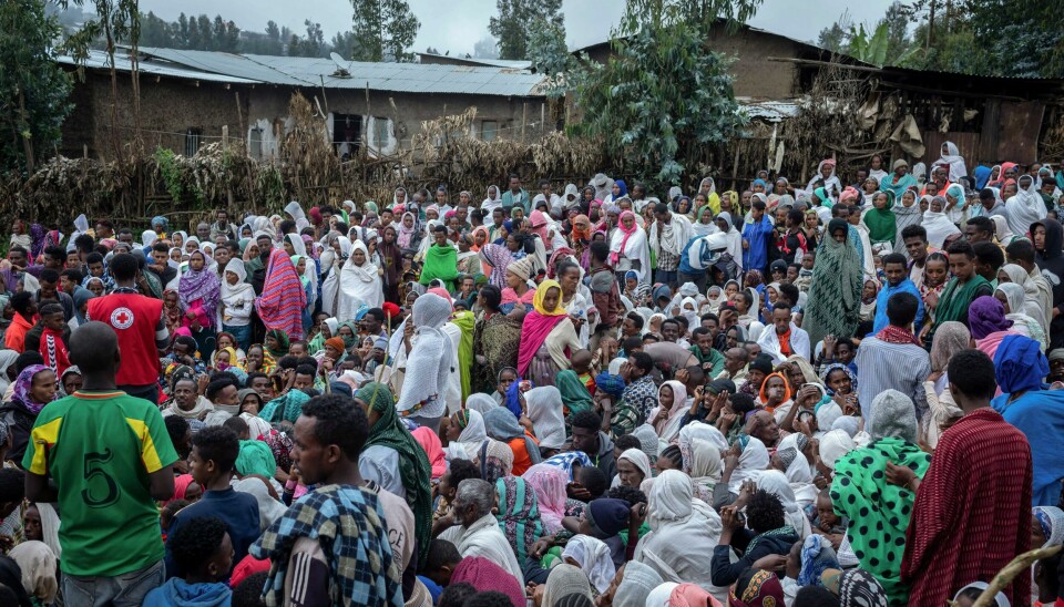 Internt fordrevne etiopiere fra ulike byer i Amhara-regionen venter på å få hjelp i Debark nord i landet. Foto: Mulugeta Ayene / AP / NTB Internt fordrevne etiopiere fra ulike byer i Amhara-regionen venter på å få hjelp i Debark nord i landet. Foto: Mulugeta Ayene / AP / NTB