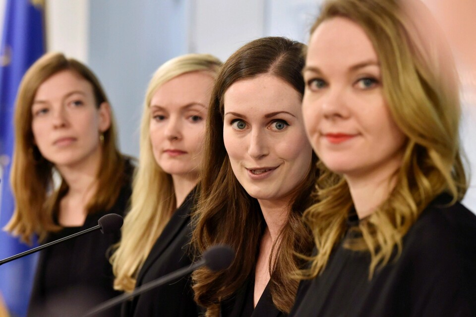 Sist uke ble Sanna Marin (nummer to fra høyre) verdens yngste statsminister. Med seg i den finske koalisjonsregjeringen har 34-åringen også partilederne Li Andersson (til venstre) som utdanningsminister, Maria Ohisalo (nummer to fra venstre) som innenriksminister og Katri Kulmini (til høyre) som finansminister.