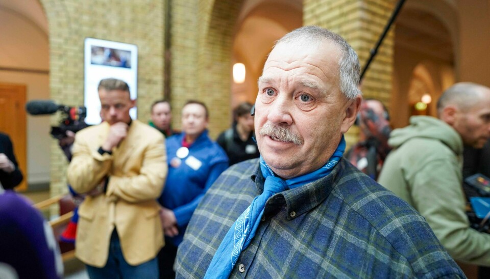 Lederen av Fosen reinbeitedistrikt, Terje Haugen, var onsdag i vandrehallen på Stortinget der Fosen-aksjonister demonstrerte. Foto: Håkon Mosvold Larsen / NTB Lederen av Fosen reinbeitedistrikt, Terje Haugen, var onsdag i vandrehallen på Stortinget der Fosen-aksjonister demonstrerte. Foto: Håkon Mosvold Larsen / NTB