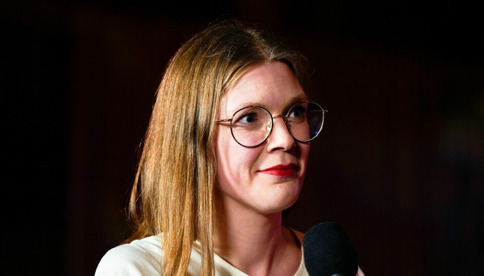 RØDT: Partileiar Marie Sneve Martinussen (Rødt). Rødt-leder Marie Sneve Martinussen blir ikke mye klokere av Høyres tidslinje over aksjehandel-saken. Foto: Hanna Johre / NTB