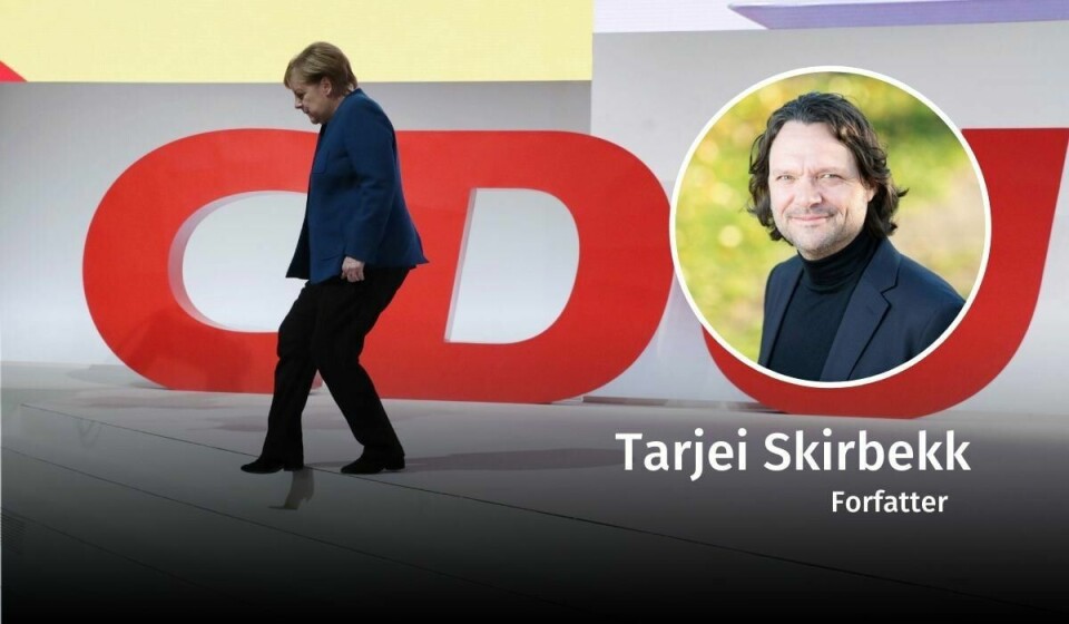 NEDGANG: Angela Merkel har vært leder i det kristendemokratiske partiet CDU i 18 år og forbundskansler i Tyskland i 16 år. I neste uke forlater Merkel kanslerkontoret i Berlin og overlater nøkkelen til Olaf Scholz. I de senere årene har både CDU og andre kristendemokratiske partier i Europa mistet oppslutning. Tarjei Skirbekk, kristendemokratiske partier, debatt
