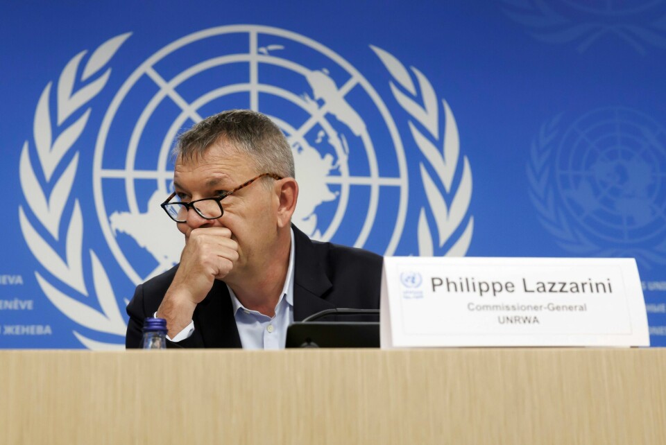 FNs hjelpeorganisasjon for palestinske flyktninger (UNRWA) ledes av Philippe Lazzarini. Organisasjonen har 13.000 ansatte på den krigsherjede Gazastripen, der innbyggerne ifølge FN trues av hungersnød. Foto: Salvatore Di Nolfi/Keystone via AP / NTB FNs hjelpeorganisasjon for palestinske flyktninger (UNRWA) ledes av Philippe Lazzarini. Organisasjonen har 13.000 ansatte på den krigsherjede Gazastripen, der innbyggerne ifølge FN trues av hungersnød. Foto: Salvatore Di Nolfi/Keystone via AP / NTB