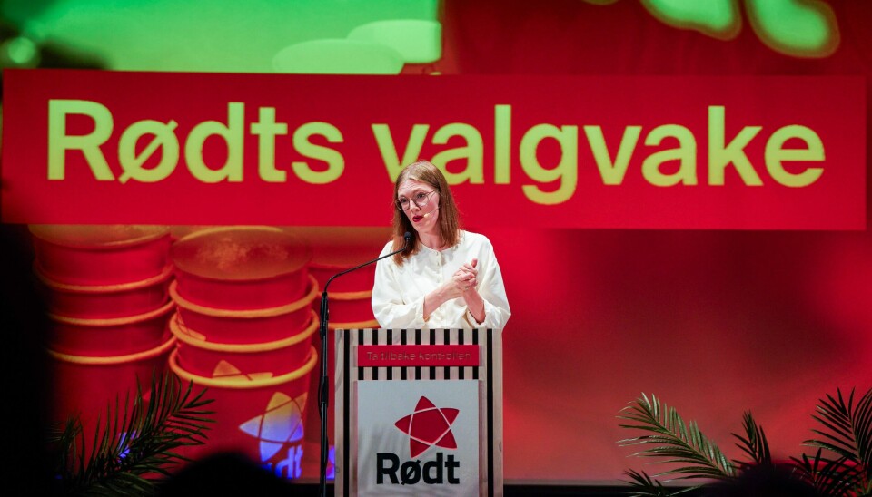Partileder Marie Sneve Martinussen under Rødts valgvake i Oslo mandag kveld. Foto: Hanna Johre / NTB Partileder Marie Sneve Martinussen under Rødts valgvake i Oslo mandag kveld. Foto: Hanna Johre / NTB