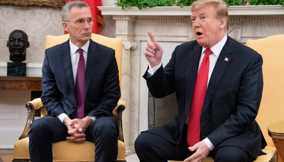 Nato-sjef Jens Stoltenberg og daværende president Donald Trump i det ovale kontoret i Det hvite hus under et møte i 2019. Foto: Johan Falnes / NTB Nato-sjef Jens Stoltenberg og daværende president Donald Trump i det ovale kontoret i Det hvite hus under et møte i 2019. Foto: Johan Falnes / NTB