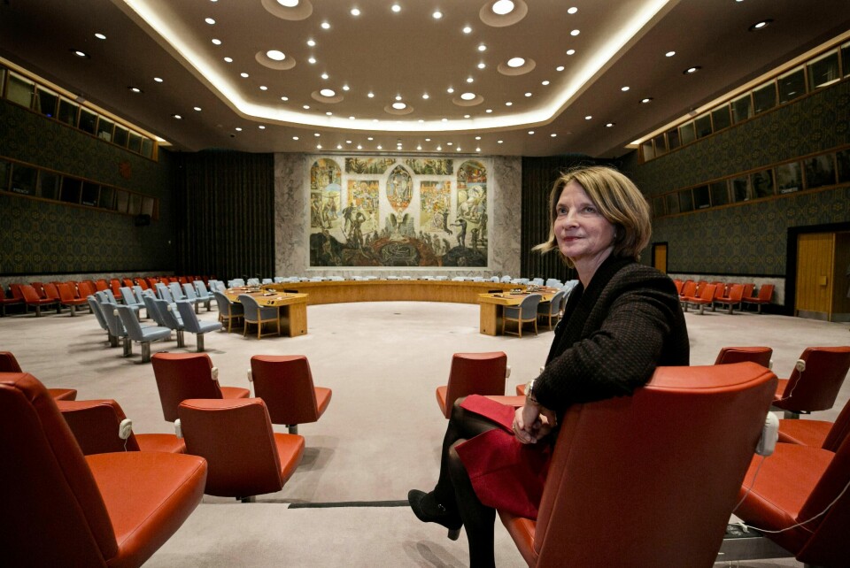 Mona Juul, ny FN-Ambassadør i New York, her i i FNs sikkerhetsråd.