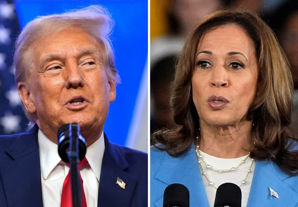 USAs ekspresident Donald Trump (t.v.) truer med å trekke seg fra den første TV-debatten mot visepresident Kamala Harris. Foto: AP / NTB USAs ekspresident Donald Trump (t.v.) truer med å trekke seg fra den første TV-debatten mot visepresident Kamala Harris. Foto: AP / NTB