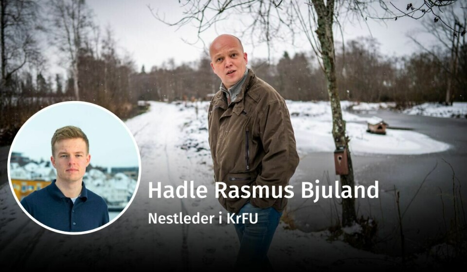 USIKKERHETSMOMENT: Hvordan blir trospolitikken med Sp i regjering? Ikke godt å vite, slik som partiet vakler, mener Hadle Rasmus Bjuland i KrF. USIKKERHETSMOMENT: Hvordan blir trospolitikken med Sp i regjering? Ikke godt å vite, slik som partiet vakler, mener Hadle Rasmus Bjuland i KrF.