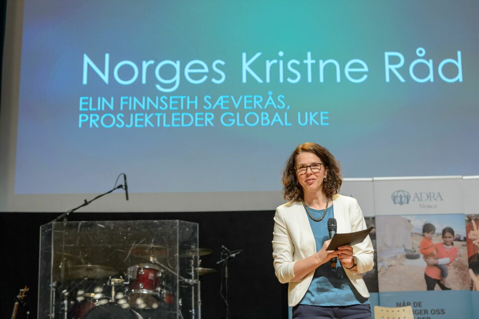 MOT SLAVERI: Global Uke arrangeres i flere norske kirker og menigheter hvert år. Norges Kristne Råd er tilrettelegger og har nå høstet anerkjennelse fra The Global Education Network Europe (GENE). Her er prosjektleder Elin Finnseth Sæverås. .