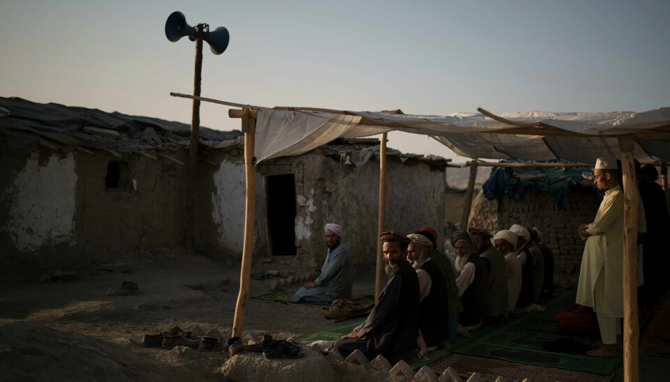 BØNN: Afghanske menn ber i en enkel moske i et område med mange fordrevne afghanere Nøden har ført til at mange familier har solgt døtrene sine som bruder for å få penger til mat og medisiner. Mange afghanere har blitt tvunget på flukt enten av kamphandlinger eller tørke og sult. Nøden har ført til at mange familier har solgt døtrene sine som bruder for å få penger til mat og medisiner. Her er det en gruppe afghanske menn som ber i en enkel moske i et område med mange fordrevne afghanere. Foto: AP /Felipe Dana /NTB