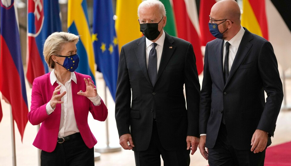 Det var stor stas da Joe Biden besøkte Europa i juni. Her med EU-president Ursula von der Leyen, og presidenten i Det europeiske råd Charles Michel