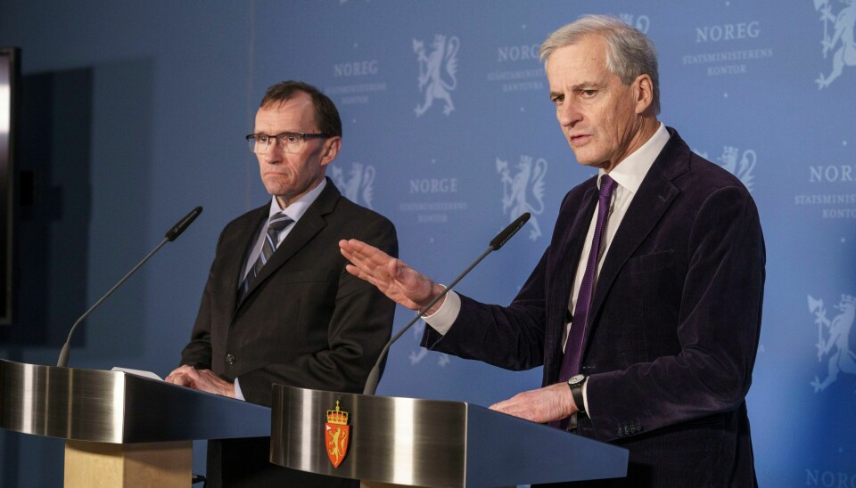 Utenriksminister Espen Barth Eide (Ap) (t.v.) og statsminister Jonas Gahr Støre (Ap) legger fredag fram stortingsmeldingen om Nansen-programmet. Foto: Cornelius Poppe / NTB Utenriksminister Espen Barth Eide (Ap) (t.v.) og statsminister Jonas Gahr Støre (Ap) legger fredag fram stortingsmeldingen om Nansen-programmet. Foto: Cornelius Poppe / NTB