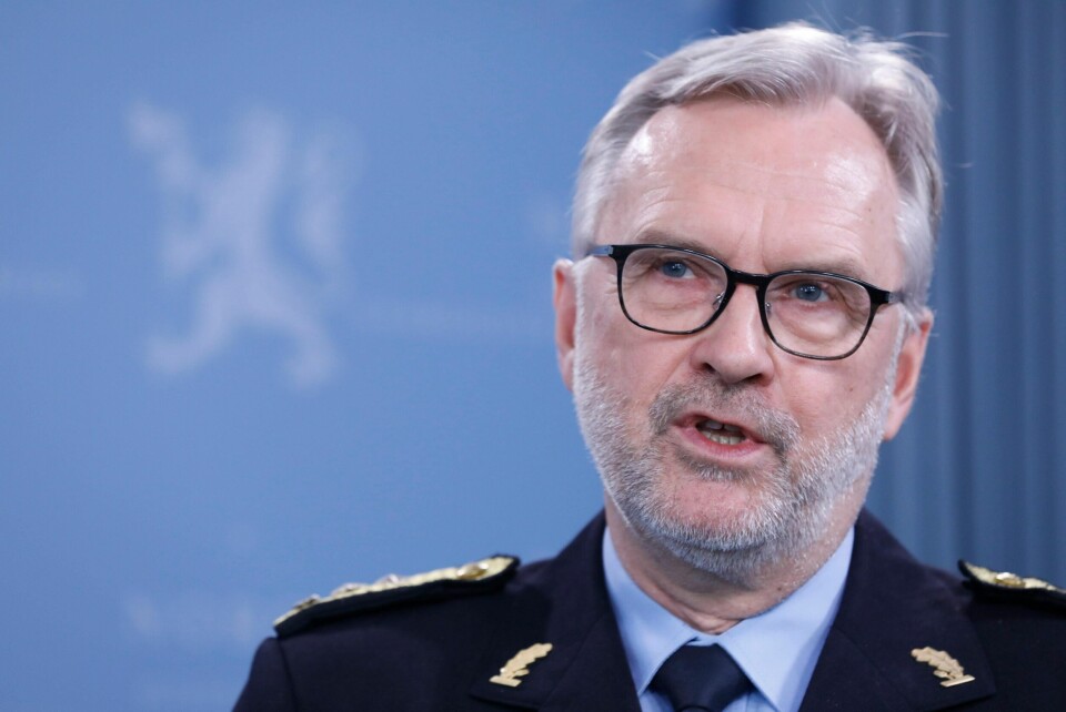 Hans Sverre Sjøvold på pressekonferansen der han ble presentert som ny sjef for PST.