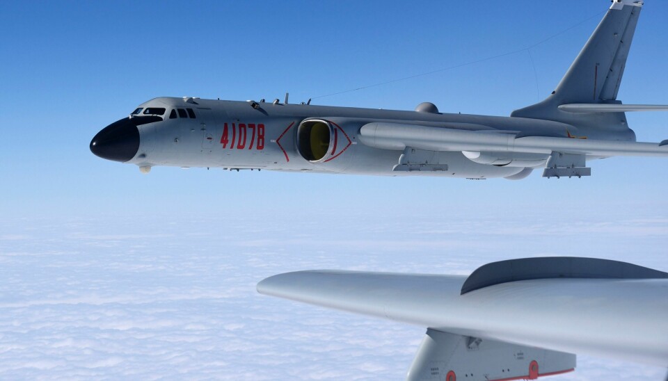 ØVELSER: Kinesiske bombefly på et bilde tatt over Sør-Kina i 2017. Det kinesiske militæret begynte torsdag sine største øvelser noensinne i farvannene utenfor Taiwan. Kinesiske bombefly på et bilde tatt over Sør-Kina i 2017. Det kinesiske militæret begynte torsdag sine største øvelser noensinne i farvannene utenfor Taiwan. Foto: Wang Guosong / Xinhua / AP / NTB