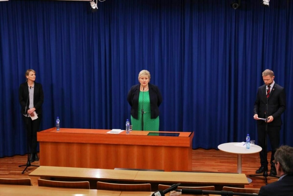 – Vi lover å bruke det med klokskap. Dette er noe vi gjør for å få ting til å fungere, ikke for å tilta oss mer makt, sa statsminister Erna Solberg (H) på en pressekonferanse onsdag.