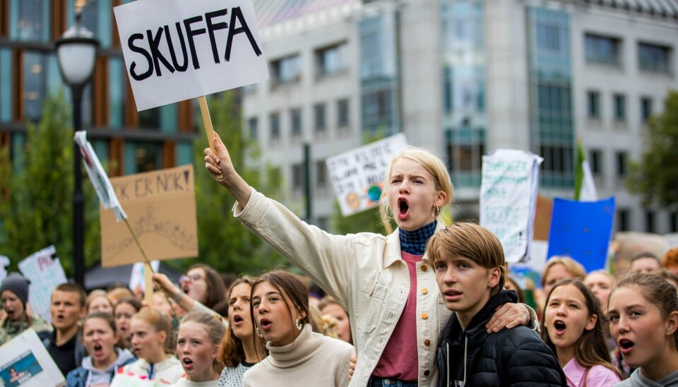 Klimaendringene troner for første gang helt øverst på listen over de viktigste politiske sakene i Norge. Bildet er hentet fra Klimabrølet i Oslo 30. august i år.