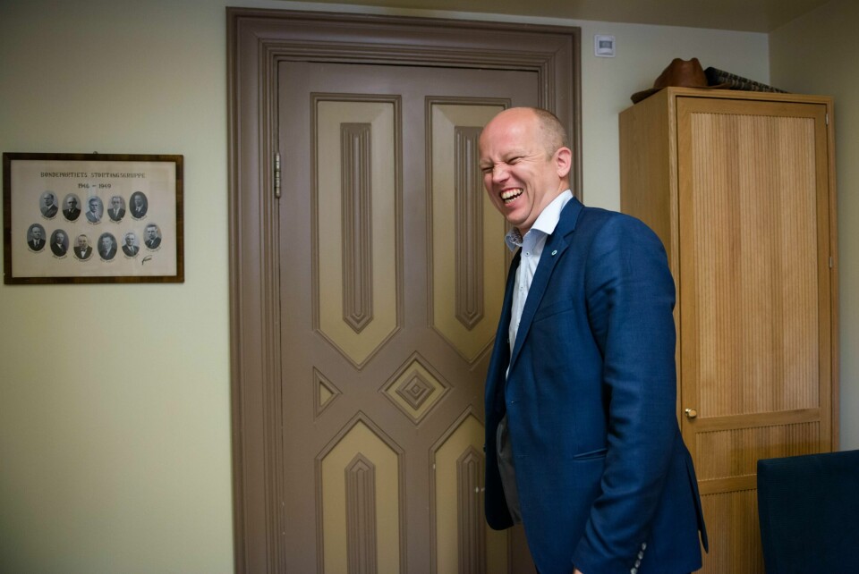Senterparti-leder Trygve Slagsvold Vedum kan glise etter en fersk meningsmåling for Nettavisen og Amedia.