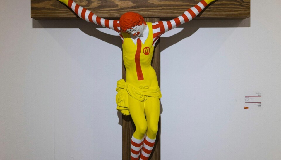 Jani Leinonens McJesus har skapt sterke reaksjoner etter at den blir vist på utstillingen Sacred Goods i Haifa i Israel.