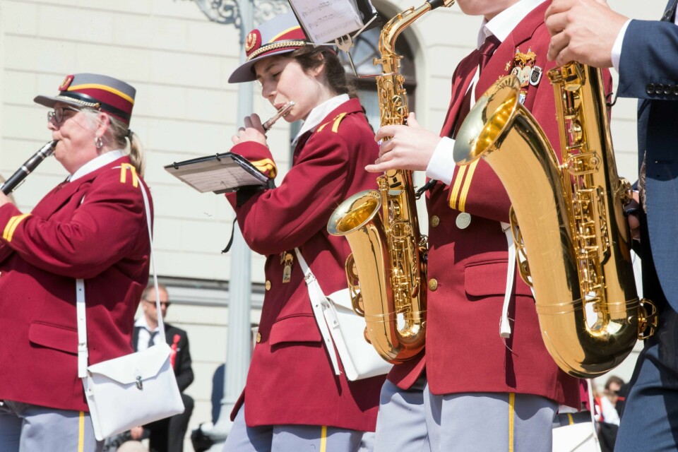 Oslo 20180517.
Musikkorpset spiller på slottsplassen 17. mai.
Foto: Terje Pedersen / NTB scanpix