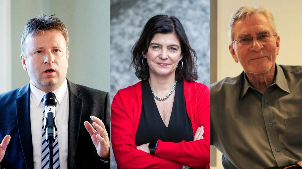 VERDIKAMP: Vebjørn Selbekk, Kjersti Løken Stavrum og Helge Rønning er blant dem som reagerer etter kniv-angrepet på forfatter Salman Rushdie: – Vi blir minnet på at det fortsatt er en pågående verdikamp, sier Selbekk. Vebjørn Selbekk, Kjersti Løken Stavrum og Helge Rønning