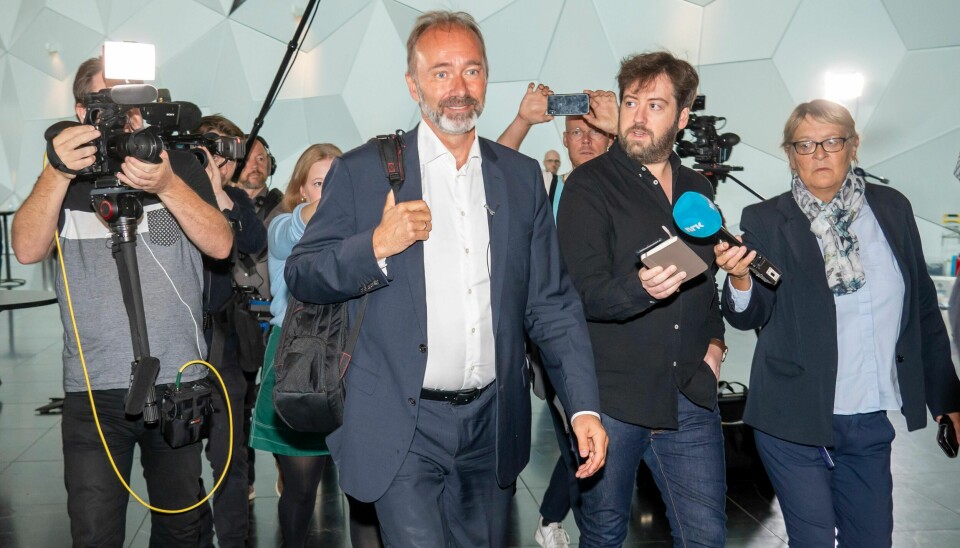 Trond Giske ankommer Trøndelag Arbeiderparti sitt fylkesårsmøte på Clarion Hotel og Congress Trondheim