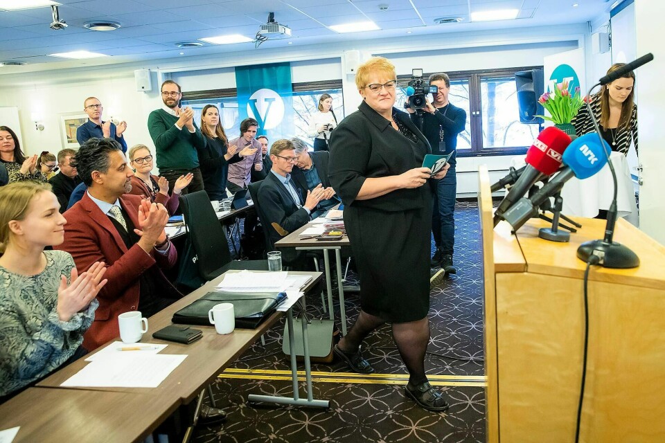 Partileder Trine Skei Grande holdt en kort tale under dette landsstyremøtet tidlig i februar. Foran møtet var det høyt trykk mot henne personlig, med distriktsopprør og kritikk av lederstil. Neste uke starter Venstres landsmøte – der Grande skal bekjempe motvind.